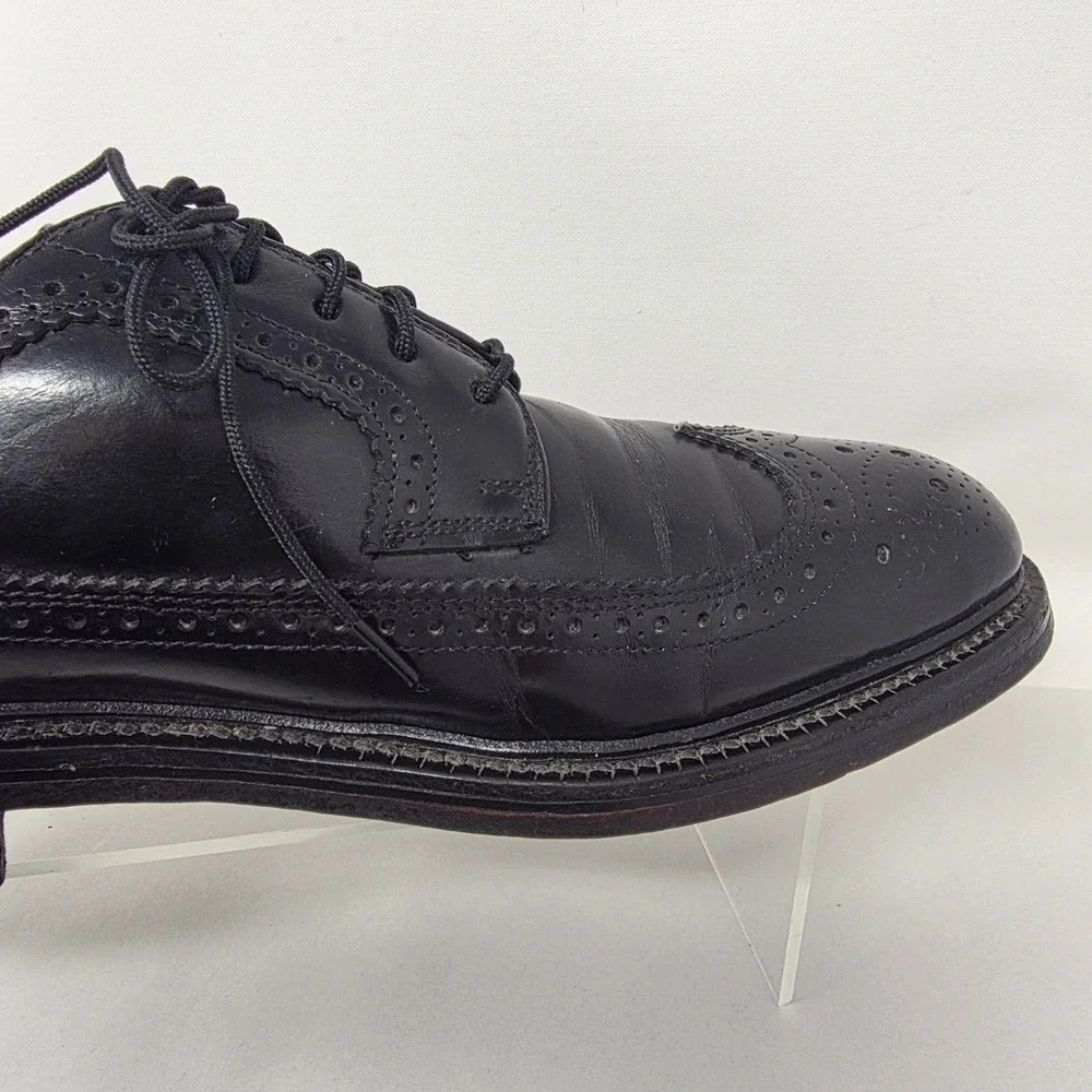 Hanover Wingtip Oxford Shoes Mens 9 D/B MasterFlex Black Leather Brogue USA Good